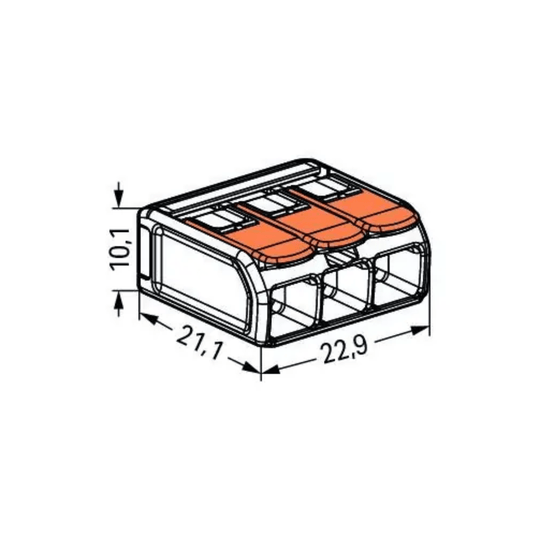 Wago 221 Series Electrical Wire Cable 3 Way Connector - Electrical Cable Store