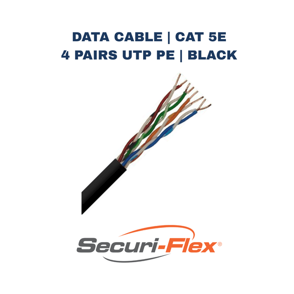 Data Cable | CAT 5e | 4 Pairs UTP PE | Black | 305 Metres | CAT5 - UTP - PE - BLK - Electrical Cable Store