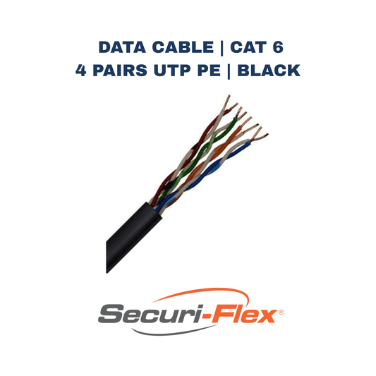 Data Cable | CAT 6 | 4 Pairs UTP PE | Black | 305 Metres | CAT6 - UTP - PE - BLK - Electrical Cable Store