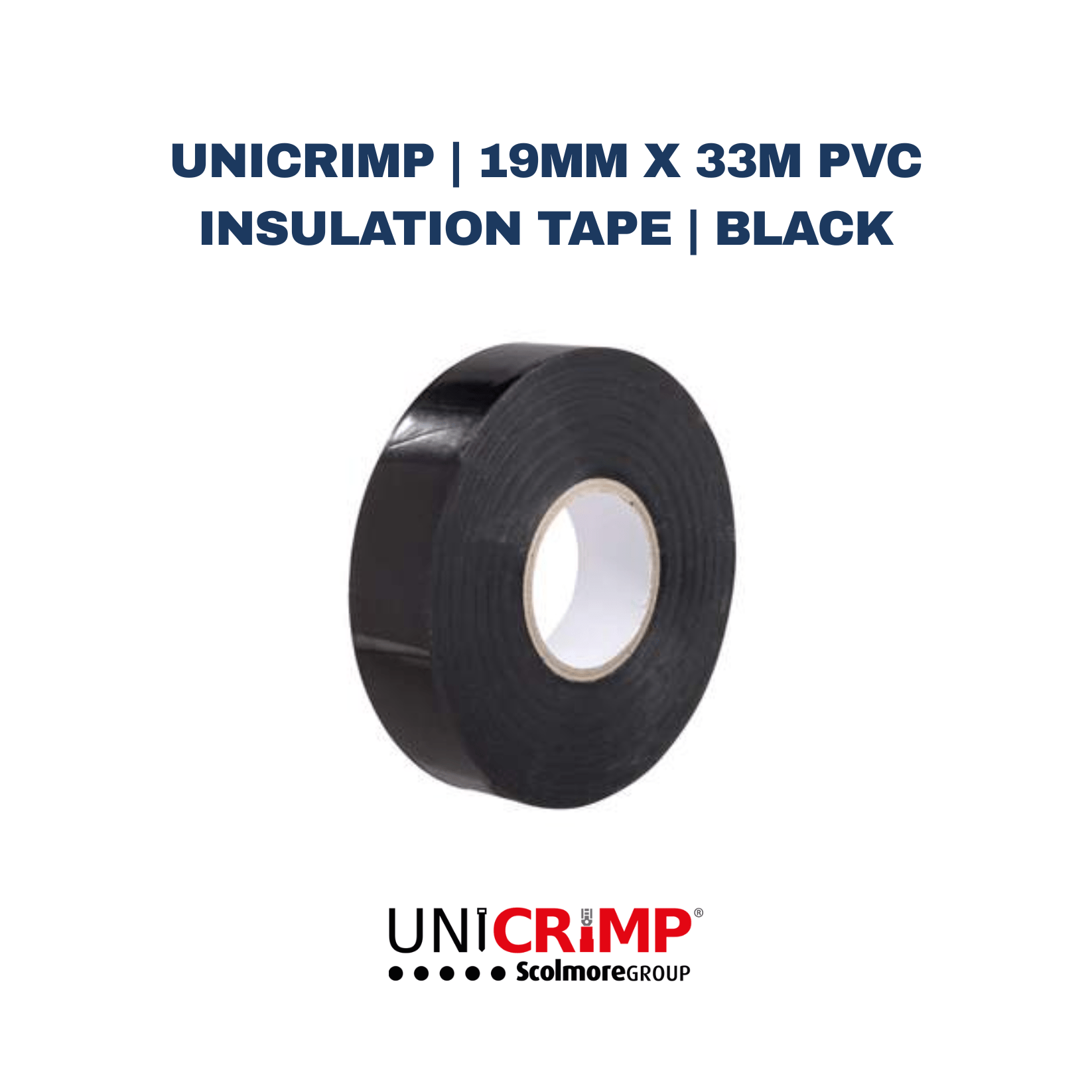 Unicrimp | 19mm x 33m PVC Insulation Tape | Black - Electrical Cable Store