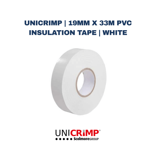 Unicrimp | 19mm x 33m PVC Insulation Tape | White - Electrical Cable Store