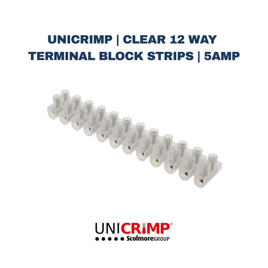 Unicrimp | Clear 12 Way Terminal Block Strips | 5AMP - Electrical Cable Store